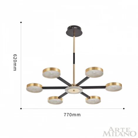 Потолочная люстра на штанге Arte Milano 272079/6 BK/GD (LED, 220V, круглые)