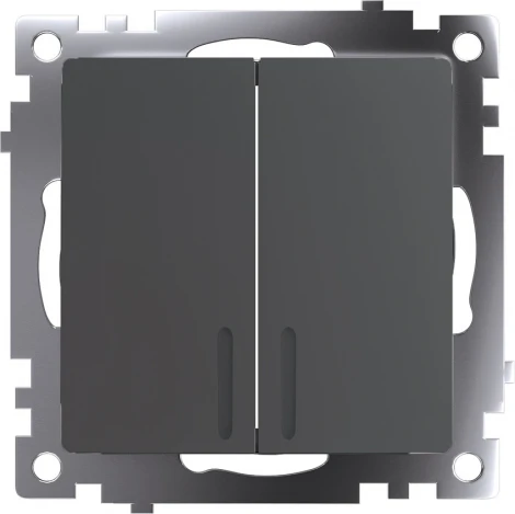 Выключатель двухклавишный с подсветкой (графит) Stekker Катрин 49409