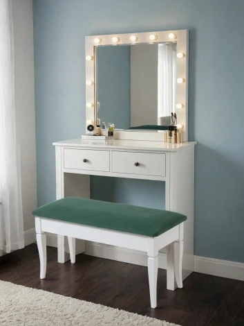 Банкетка Вивальди М с ящиком белый, ткань зеленый Mebelik 009391