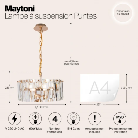 Подвесная люстра Maytoni Puntes MOD043PL-04G
