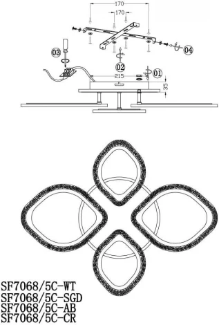 Потолочная люстра Seven Fires Lejv SF7068/5C-SGD-BL