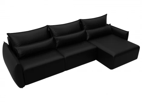 Диван угловой Лига-051 НПБ Лонг угол универсальный (ЛДСП,Брус,Фанера/Пластик/Экокожа/Черный) Лига Диванов 129892