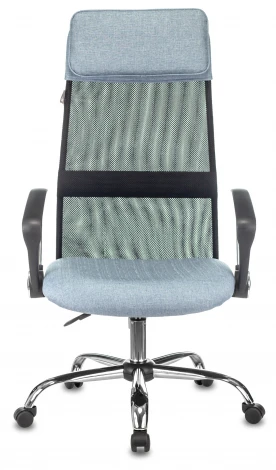 Кресло руководителя Бюрократ KB-6N черный TW-01 сиденье голубой 38-405 сетка/ткань с подголов. крестовина металл хром