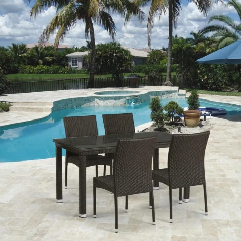 Обеденный комплект плетеной мебели из искусственного ротанга Afina T256A/YC380A-W53 Brown (4+1) + подушки на стульях