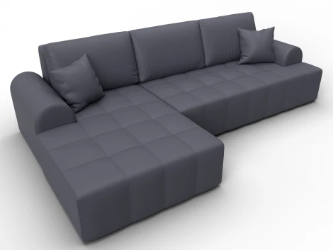 Диван угловой Лига-080 угол левый (ДСП/Пластик/Экокожа/Серый) Лига Диванов 134754L