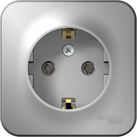 Розетка накладная с заземлением (алюминий) Systeme Electric Blanca BLNRA010113