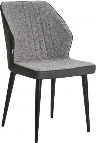 Стул обеденный KEVIN (черные матовые ножки, Сиденье серая ткань FC-09, Спинка антрацит кожзам RU-08)