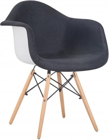 Стул обеденный DAW ROSS (ножки светлый бук, сиденье 012 белый пластик, чёрная ткань)