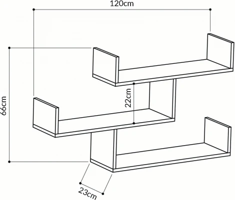 Полка Прямая TIBET BOOKCASE (Дерево/Темно-серый) LEVE