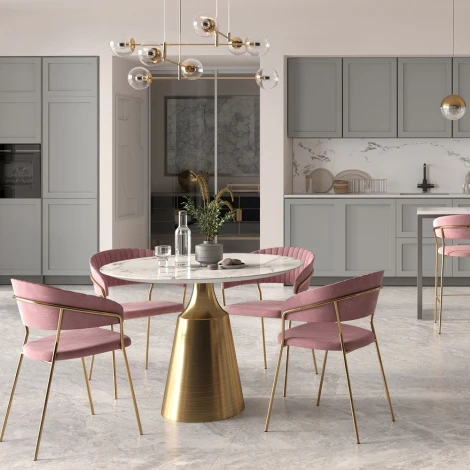 Комплект из 4-х стульев Turin пудровый с золотыми ножками Bradexhome арт.FR 0161K