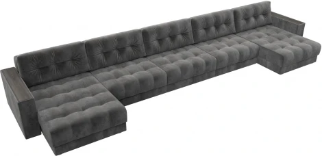 Диван П-образный с декором Лига-049 НПБ Мегалонг Лига Диванов (Велюр) арт.128542