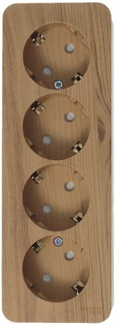 Розетка накладная четверная с заземлением и шторками (ясень) Systeme Electric Blanca BLNRA011415