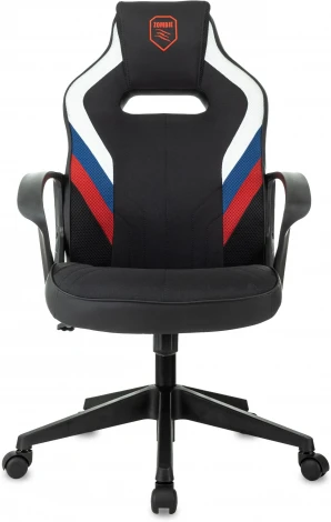 Кресло игровое Zombie 500 черный/белый ткань/эко.кожа крестов. пластик