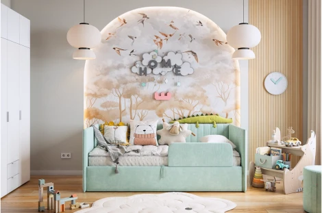 Кровать с подъемным механизмом Твикс (Софа) 90х200 см Mebelson (ДСП,Велюр/Зеленый) арт.170618,2764