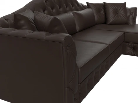 Диван угловой Артис правый угол (Коричневый/Экокожа) Лига Диванов арт.121635