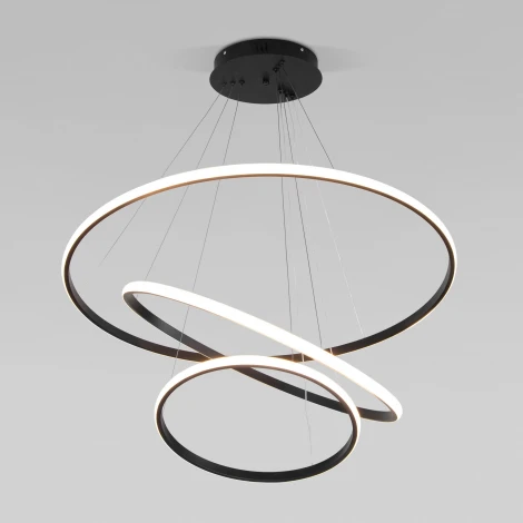 Подвесной светодиодный светильник ярусный Collars 90264/3 черный Eurosvet (регулировка яркости, 220V, пульт управления, на тросе)