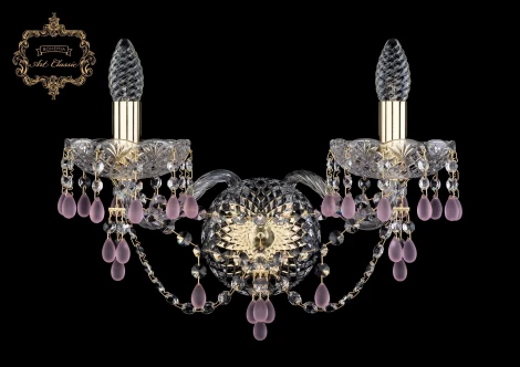 Бра Art Classic 10.24 10.24.2.165.XL.Gd.V7010 (220V, хрусталь, подвески, подсвечник, свеча)