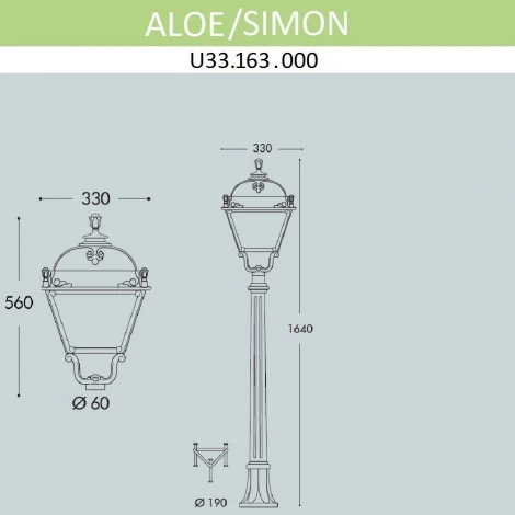 Наземный фонарь Fumagalli Simon U33.163.000.AXH27 (220V, IP55)