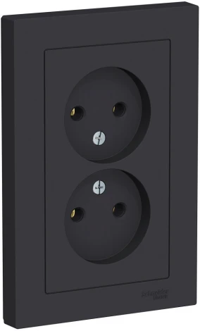 Розетка встраиваемая двойная без заземления (карбон) Systeme Electric AtlasDesign ATN001020