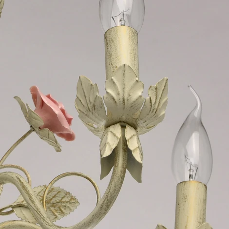 Подвесная люстра DeMarkt Букет 421015005 (220V, на цепи, подсвечник, свеча, цветы, листья, розы)