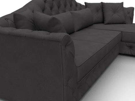 Диван угловой Артис правый угол (Брус,Рейка,Замша/Коричневый) Лига Диванов 128040