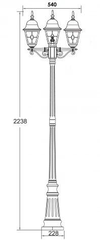 Наземный фонарь Oasis Light QUADRO M lead GLASS 79909MBlgY Bl (220V, фонарь, IP44)