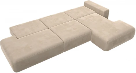 Диван угловой Лига-036 НПБ Модерн Лонг правый угол (Бежевый/Велюр) Лига Диванов арт.121424