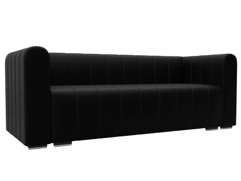 Диван прямой Лига-073 (ДСП,Фанера/Пластик/Экокожа/Черный) Лига Диванов 129992