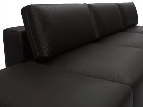 Диван прямой модульный с пуфом Лига-060 НПБ Лонг (ЛДСП,Брус,Фанера/Пластик/Экокожа/Коричневый) Лига Диванов 130057