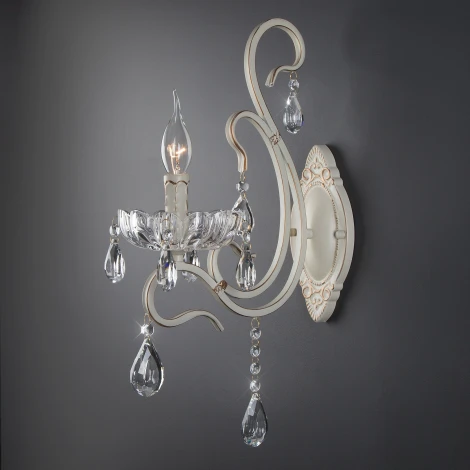 Бра Eurosvet 12205 12205/1 белый (хрусталь Strotskis, подвески, подсвечник, свеча)