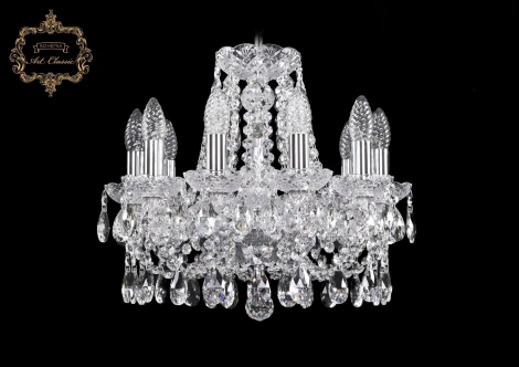 Подвесная люстра Art Classic 11.21 11.21.10.141.Cr.Sp (220V, хрусталь, на цепи, подсвечник, свеча)