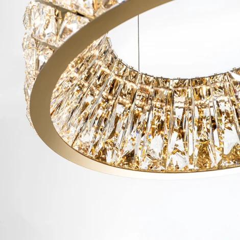 Подвесная люстра светодиодная хрустальная с пультом с регулировкой цветовой температуры Modelux ML.335.400 GD