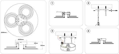 Потолочная люстра светодиодная на штанге с пультом Ambrella ACRYLICA FA8943 (регулировка яркости, 220V, кольцо)