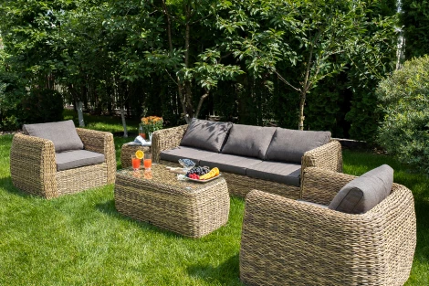 Журнальный столик из искусственного ротанга (гиацинт), цвет соломенный 4SIS Кальяри YH-S4663G TW