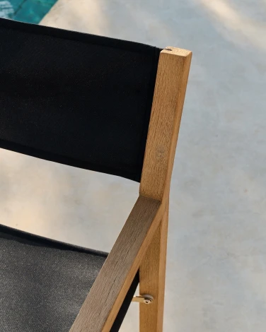 Складное уличное кресло Vilara из акации и текстиля черного цвета La Forma (ex Julia Grup) арт.262381