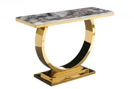 Стол-консоль IST-CASA Лира IST-806,120х40х76 см, темно-серый/золотой