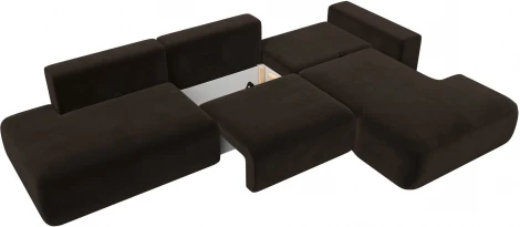 Диван угловой Лига-036 НПБ Модерн Лонг правый угол (Коричневый/Микровельвет) Лига Диванов арт.121417
