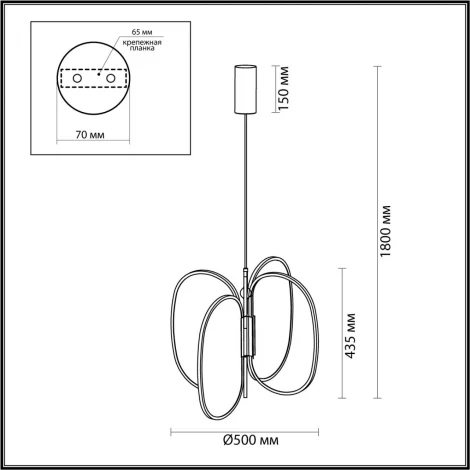 Подвесной светильник Odeon Light Piuma 6664/53L античн бронза/металл/акрил IP20 LED 54W 3000Лм 3000K (220V, на проводе)