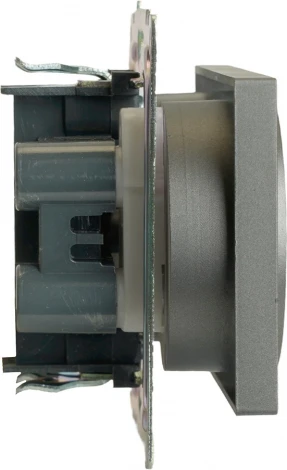 Розетка двойная без заземления со шторками (графит) Stekker Катрин 49421