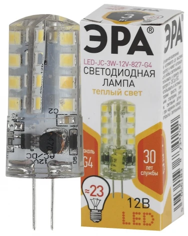 Лампочка светодиодная G4 3W ЭРА LED JC-3W-12V-827-G4