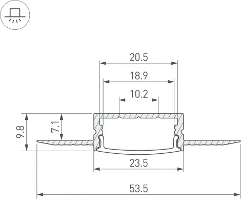 Профиль FANTOM-W20-H10-2000 ANOD (Arlight, Алюминий) 047360