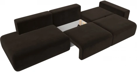 Диван прямой Лига-036 НПБ Модерн Лонг подлокотник справа (Коричневый/Микровельвет) Лига Диванов арт.121349