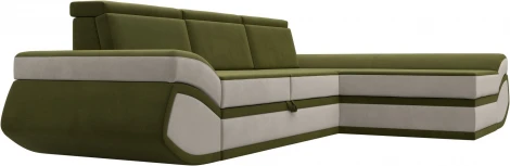 Диван угловой Лига-032 правый угол (Зеленый,Бежевый/Микровельвет) Лига Диванов арт.121653