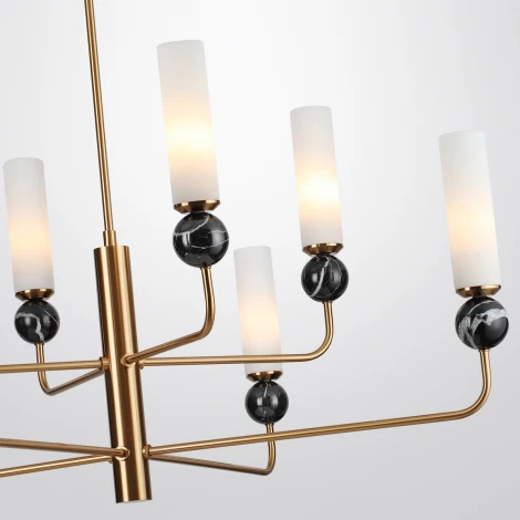 Потолочная люстра на штанге Odeon Light Lolla 4361/8 под латунь/металл/стекло/черный мрамор 8*E14 40W 220V