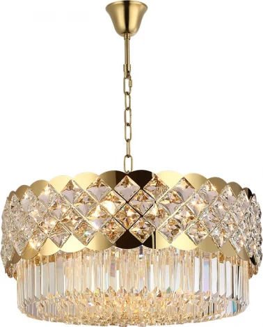 Подвесная люстра Newport 8300 8300/60 C gold polished (220V, хрусталь, на цепи, круглые)