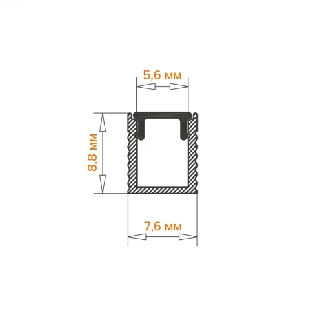 Профиль алюминиевый накладной серый 8х9х2000мм для узкой ленты шириной 5мм Wolta WAP WAP-S-8/9/2000-A