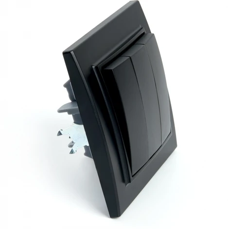 Выключатель трехклавишный (черный) Stekker Эрна 39924