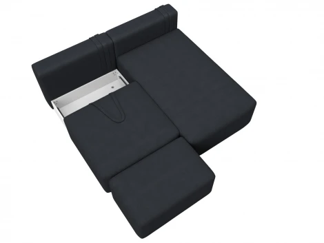 Диван угловой модульный с пуфом Лига-060 НПБ угол универсальный (ЛДСП,Брус,Фанера/Пластик/Замша/Темно-серый) Лига Диванов 129688