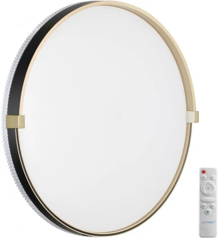 Настенно-потолочный светильник Sonex Olidi Black 7647/EL PALE SN пластик/черный/золотой LED 70Вт 3000-6000К D490 IP43 пульт ДУ (220V, круглые)