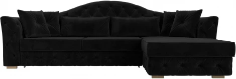 Диван угловой Артис правый угол (Черный/Велюр) Лига Диванов арт.121581